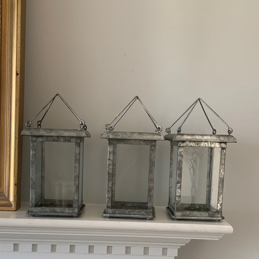 Pottery Barn Galvanized Square Lantern Set of 3‎